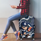 Carlton Blues Luggage Cover Aboriginal Dot Pattern - Football Mascot Heritage Pride