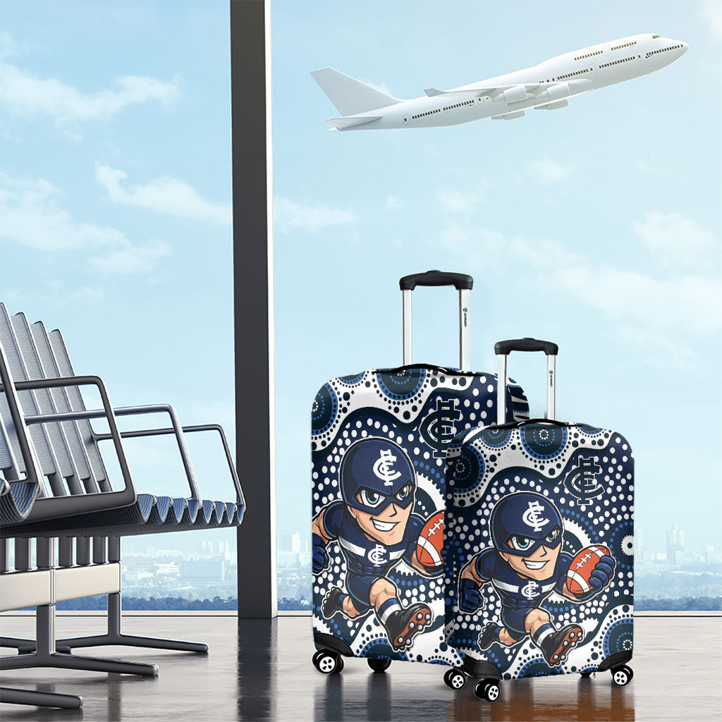Carlton Blues Luggage Cover Aboriginal Dot Pattern - Football Mascot Heritage Pride