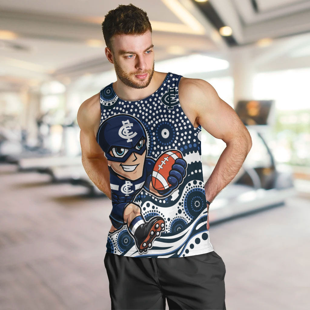 Carlton Blues Men Tank Top Aboriginal Dot Pattern - Football Mascot Heritage Pride