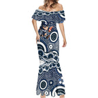 Carlton Blues Mermaid Dress Aboriginal Dot Pattern - Football Mascot Heritage Pride