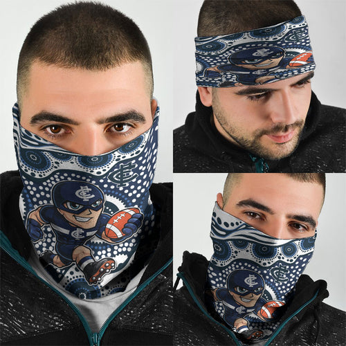 Carlton Blues Neck Gaiter Aboriginal Dot Pattern - Football Mascot Heritage Pride