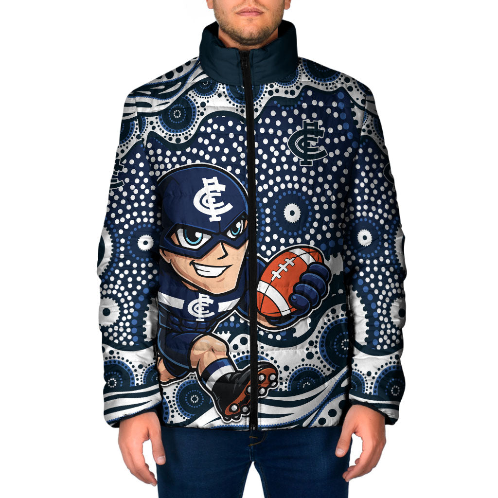 Carlton Blues Padded Jacket Aboriginal Dot Pattern - Football Mascot Heritage Pride