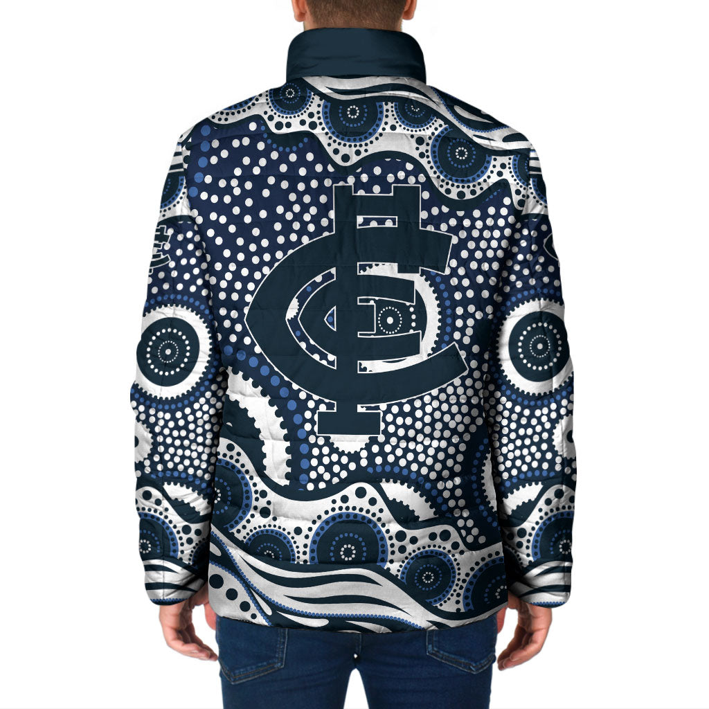 Carlton Blues Padded Jacket Aboriginal Dot Pattern - Football Mascot Heritage Pride