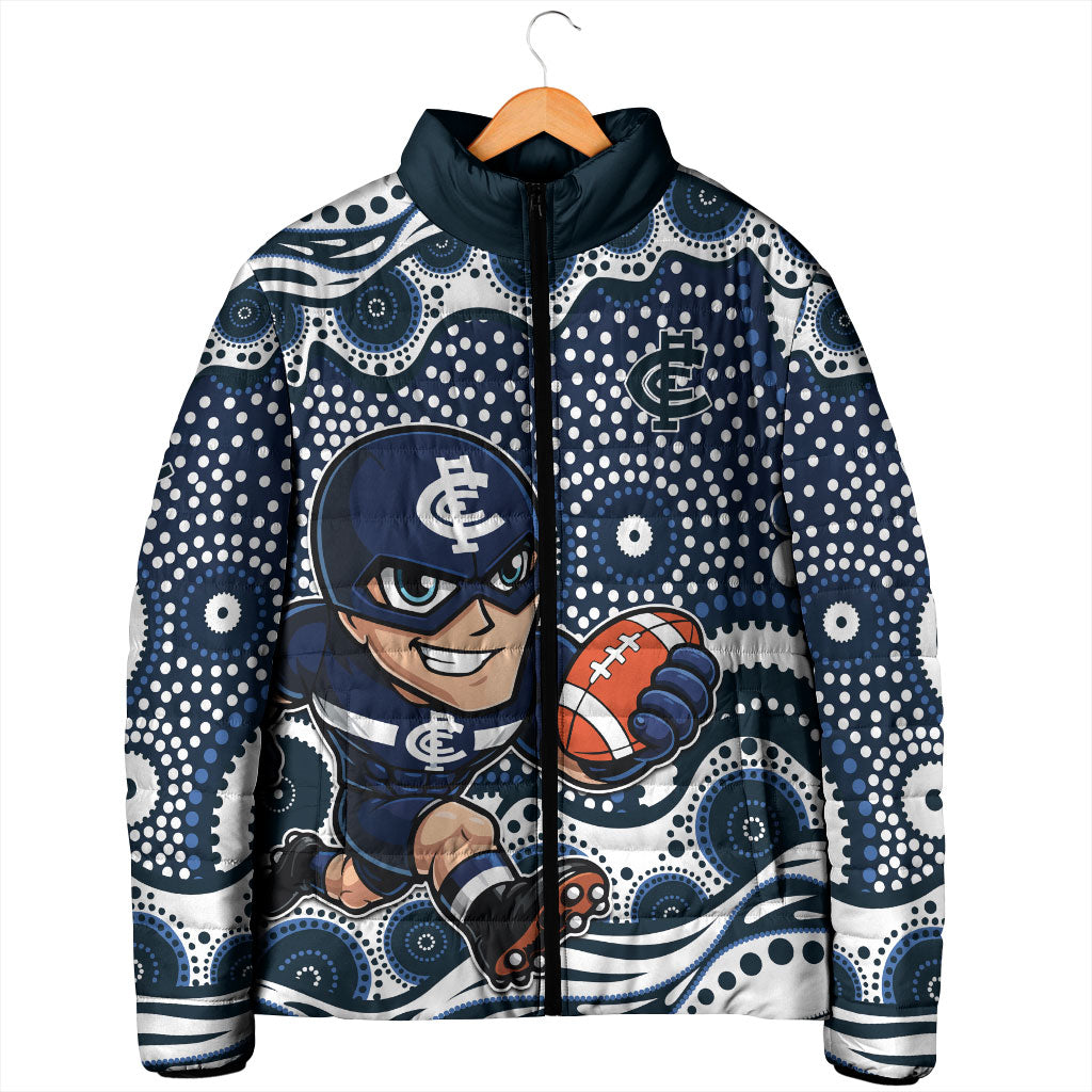 Carlton Blues Padded Jacket Aboriginal Dot Pattern - Football Mascot Heritage Pride