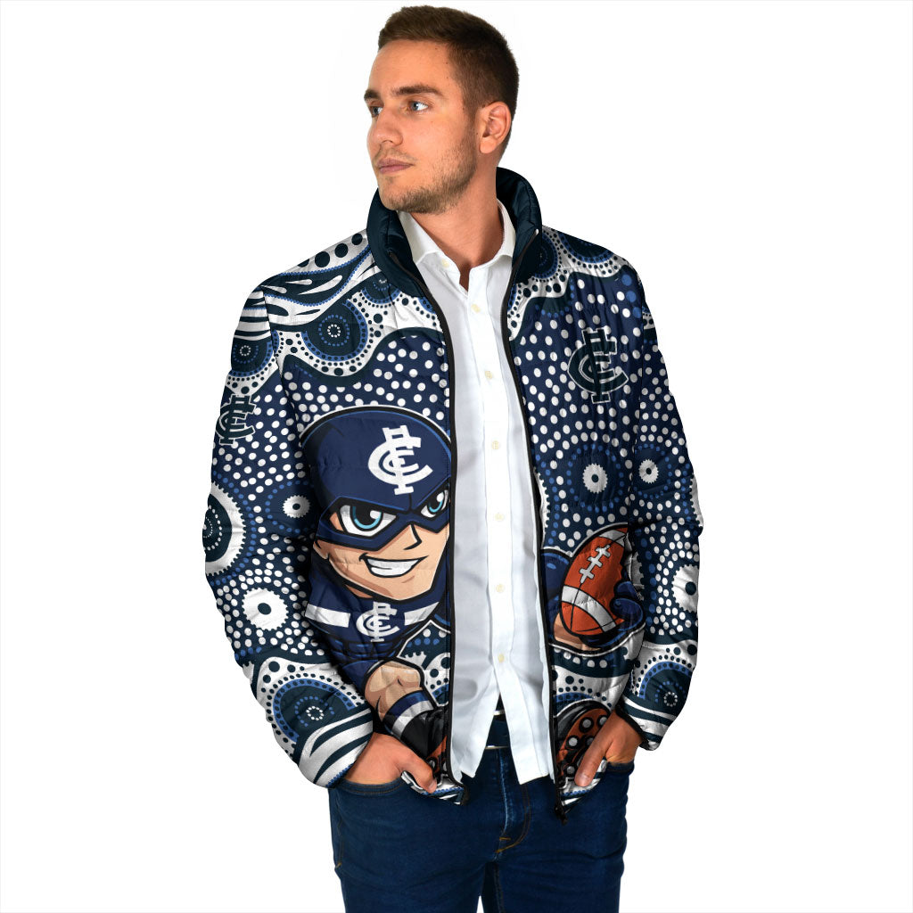 Carlton Blues Padded Jacket Aboriginal Dot Pattern - Football Mascot Heritage Pride