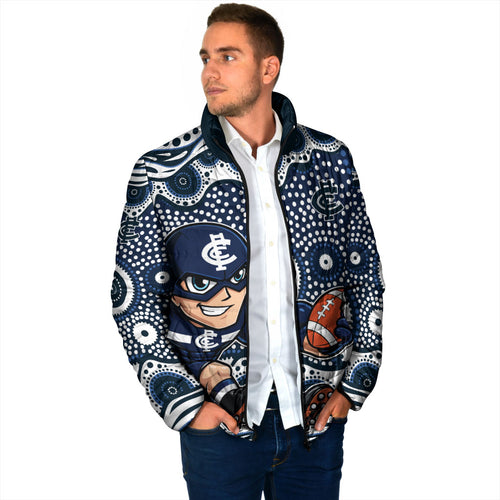 Carlton Blues Padded Jacket Aboriginal Dot Pattern - Football Mascot Heritage Pride