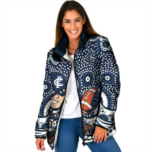 Carlton Blues Padded Jacket Aboriginal Dot Pattern - Football Mascot Heritage Pride