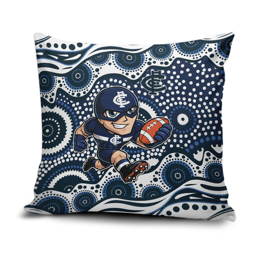 Carlton Blues Pillow Cover Aboriginal Dot Pattern - Football Mascot Heritage Pride