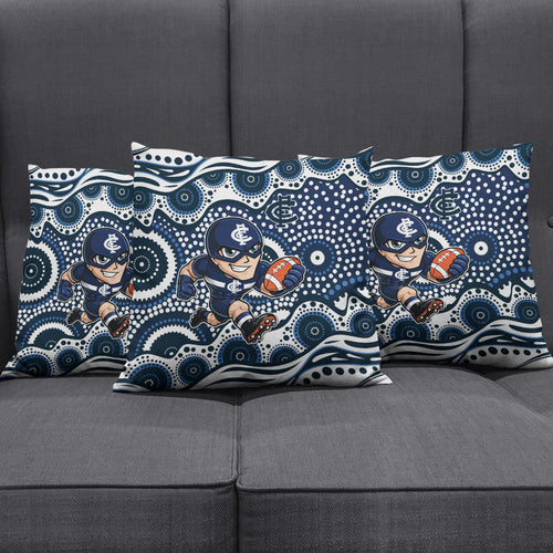Carlton Blues Pillow Cover Aboriginal Dot Pattern - Football Mascot Heritage Pride
