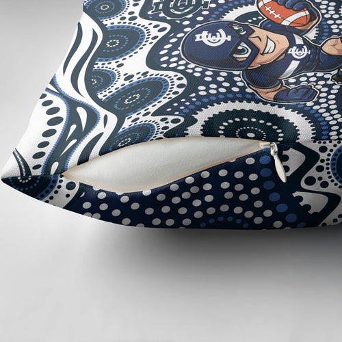 Carlton Blues Pillow Cover Aboriginal Dot Pattern - Football Mascot Heritage Pride