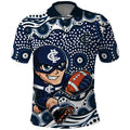 Carlton Blues Polo Shirt Aboriginal Dot Pattern - Football Mascot Heritage Pride