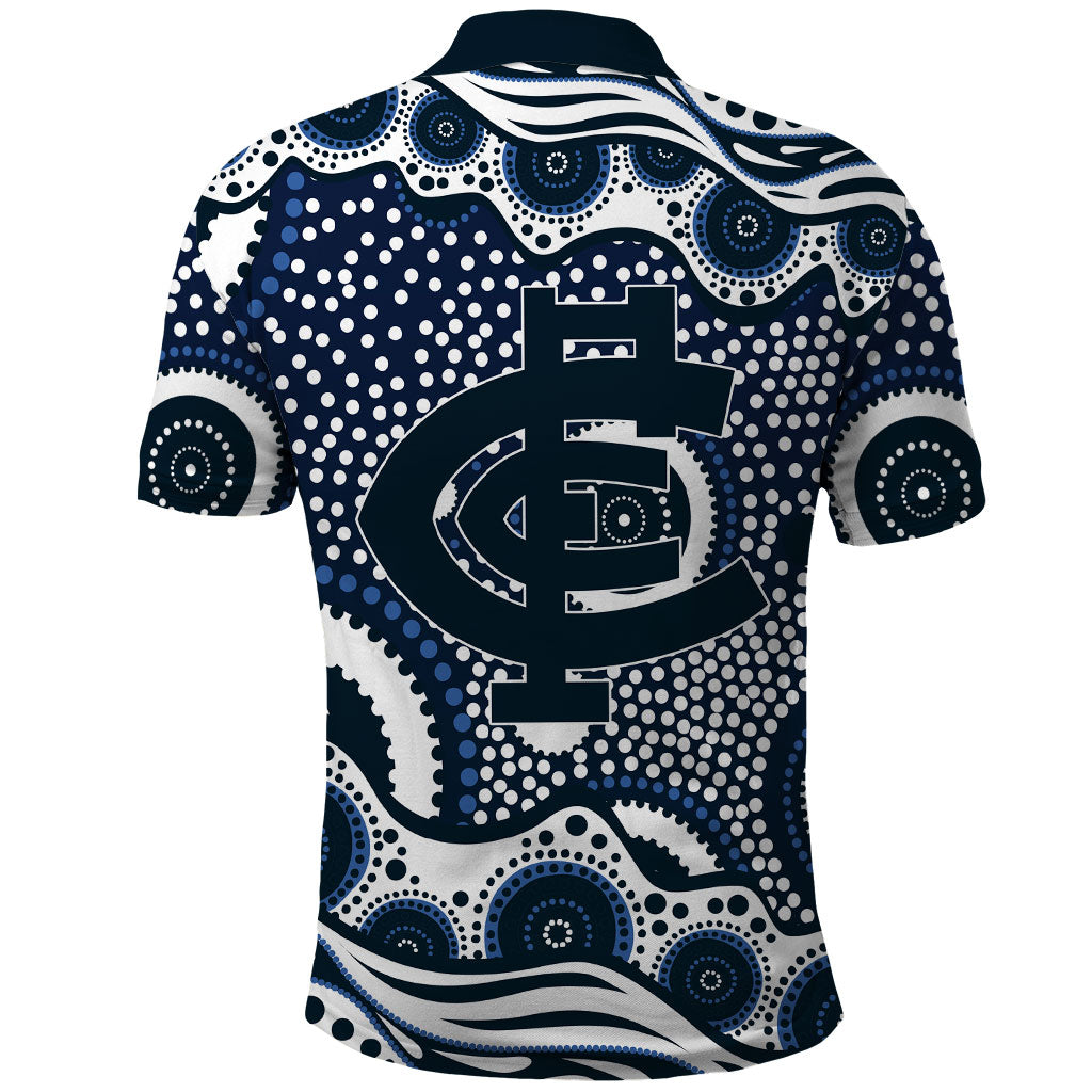 Carlton Blues Polo Shirt Aboriginal Dot Pattern - Football Mascot Heritage Pride