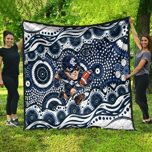 Carlton Blues Quilt Aboriginal Dot Pattern - Football Mascot Heritage Pride