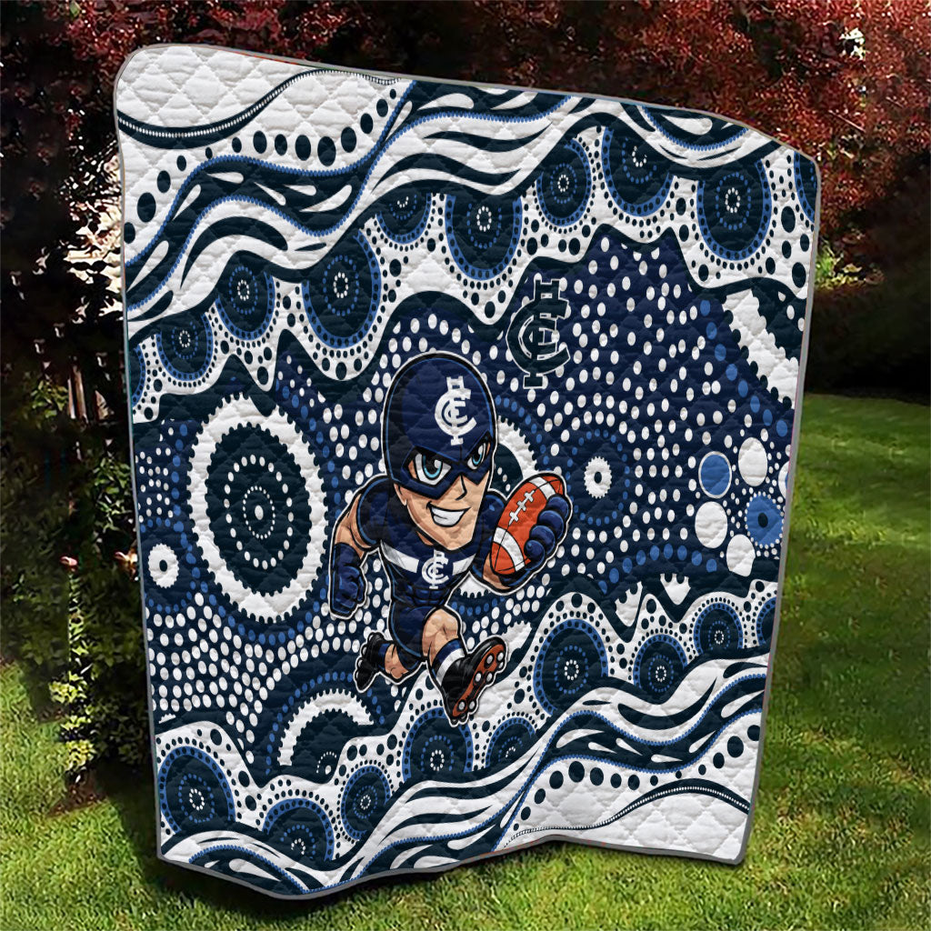 Carlton Blues Quilt Aboriginal Dot Pattern - Football Mascot Heritage Pride