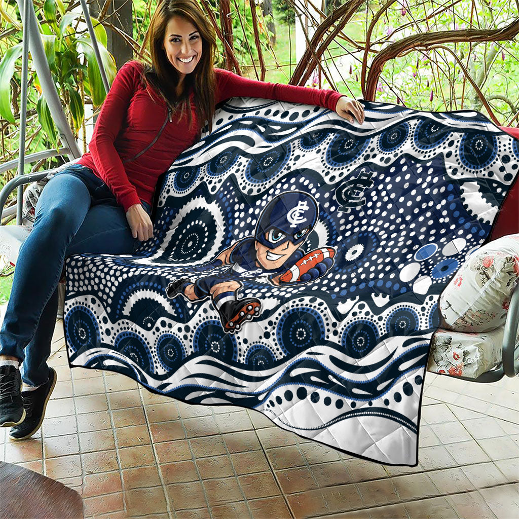 Carlton Blues Quilt Aboriginal Dot Pattern - Football Mascot Heritage Pride