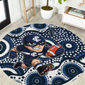 Carlton Blues Round Carpet Aboriginal Dot Pattern - Football Mascot Heritage Pride