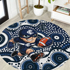 Carlton Blues Round Carpet Aboriginal Dot Pattern - Football Mascot Heritage Pride
