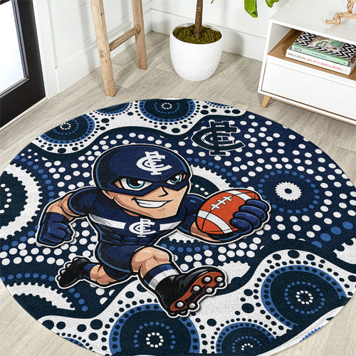 Carlton Blues Round Carpet Aboriginal Dot Pattern - Football Mascot Heritage Pride