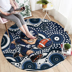 Carlton Blues Round Carpet Aboriginal Dot Pattern - Football Mascot Heritage Pride