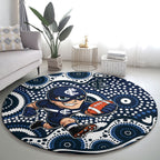 Carlton Blues Round Carpet Aboriginal Dot Pattern - Football Mascot Heritage Pride
