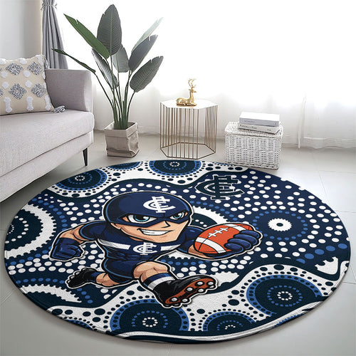 Carlton Blues Round Carpet Aboriginal Dot Pattern - Football Mascot Heritage Pride