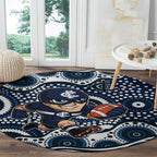 Carlton Blues Round Carpet Aboriginal Dot Pattern - Football Mascot Heritage Pride