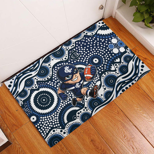 Carlton Blues Rubber Doormat Aboriginal Dot Pattern - Football Mascot Heritage Pride