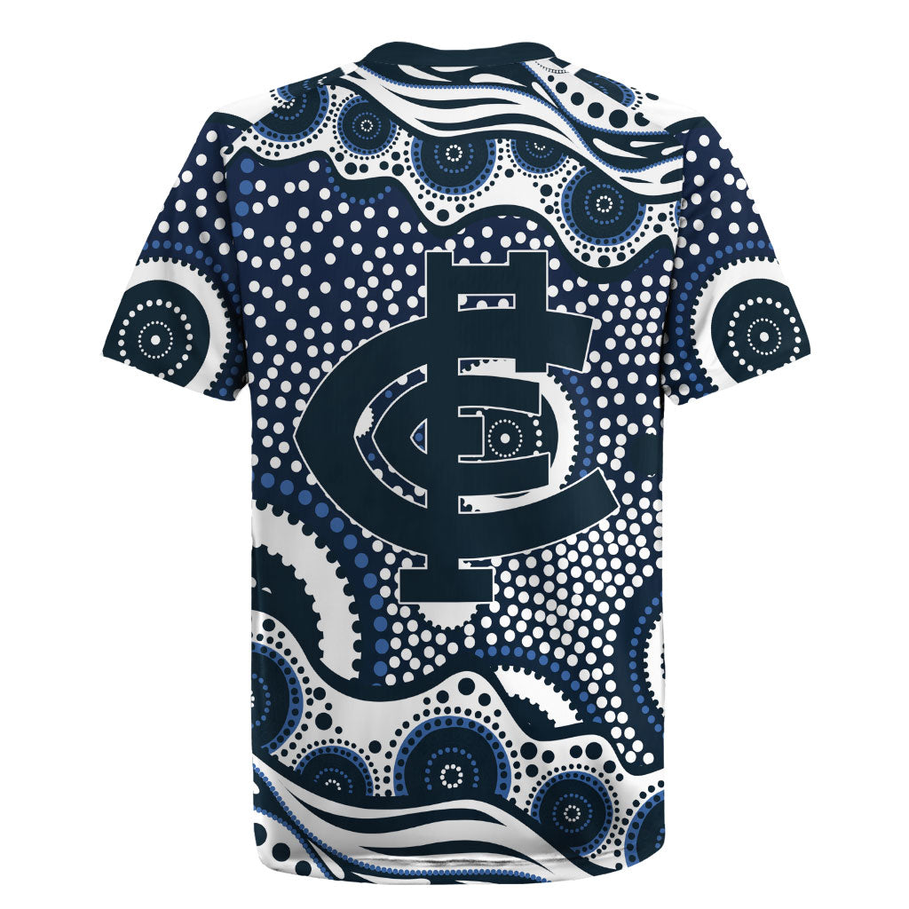 Carlton Blues Rugby Jersey Aboriginal Dot Pattern - Football Mascot Heritage Pride