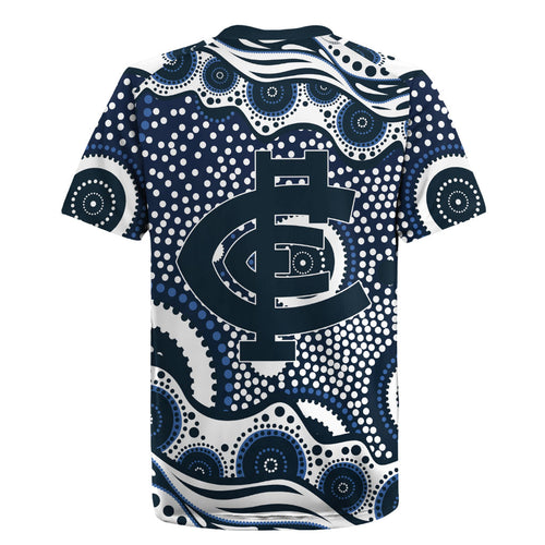 Carlton Blues Rugby Jersey Aboriginal Dot Pattern - Football Mascot Heritage Pride