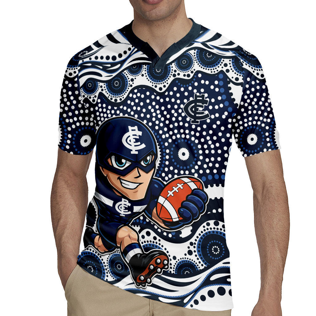 Carlton Blues Rugby Jersey Aboriginal Dot Pattern - Football Mascot Heritage Pride