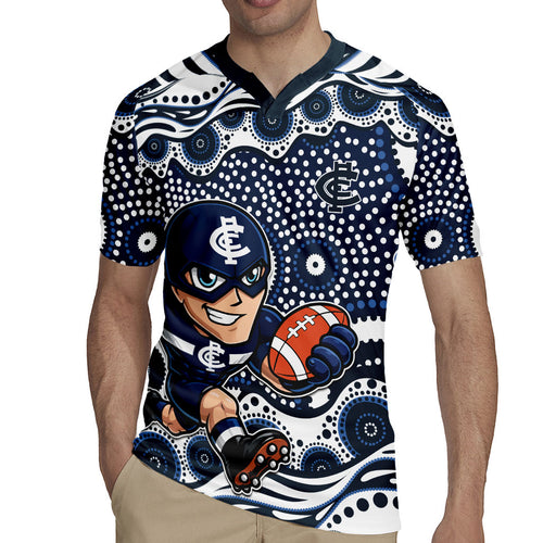 Carlton Blues Rugby Jersey Aboriginal Dot Pattern - Football Mascot Heritage Pride