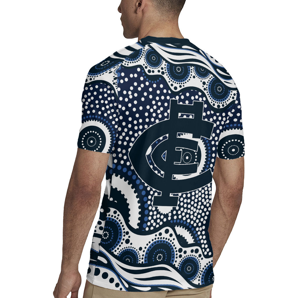 Carlton Blues Rugby Jersey Aboriginal Dot Pattern - Football Mascot Heritage Pride