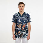 Carlton Blues Scrub Top Aboriginal Dot Pattern - Football Mascot Heritage Pride