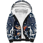 Carlton Blues Sherpa Hoodie Aboriginal Dot Pattern - Football Mascot Heritage Pride