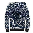 Carlton Blues Sherpa Hoodie Aboriginal Dot Pattern - Football Mascot Heritage Pride