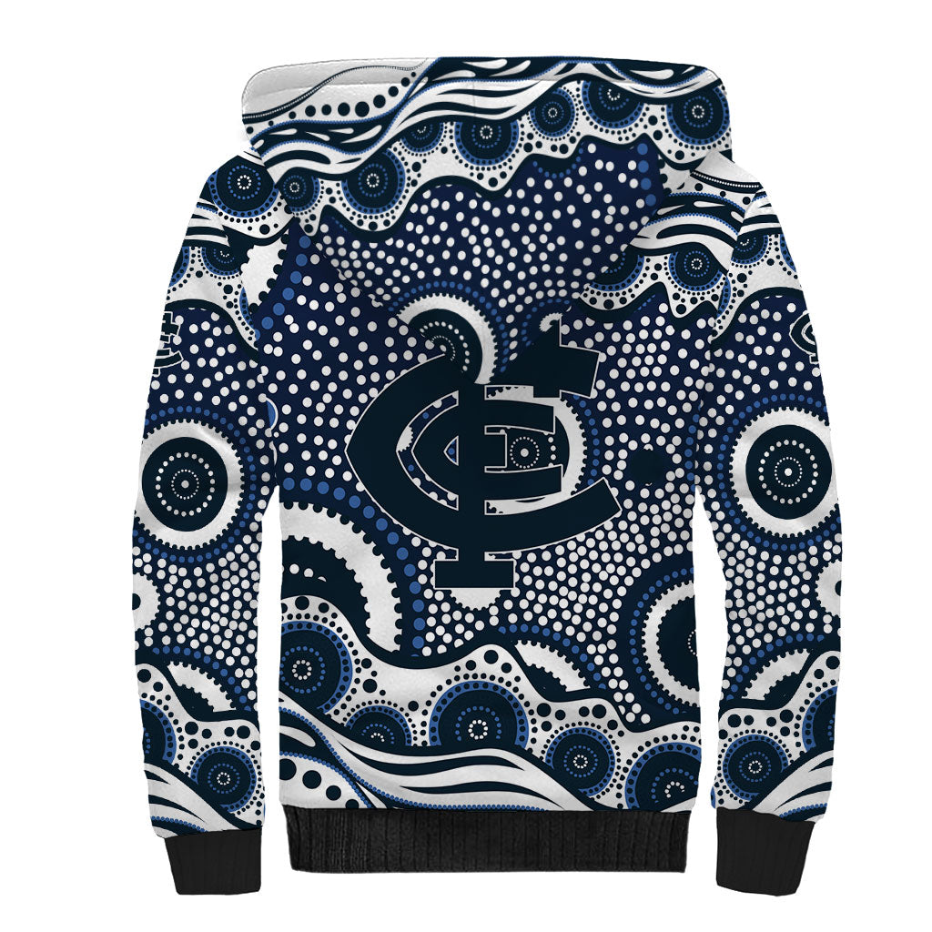 Carlton Blues Sherpa Hoodie Aboriginal Dot Pattern - Football Mascot Heritage Pride