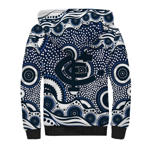 Carlton Blues Sherpa Hoodie Aboriginal Dot Pattern - Football Mascot Heritage Pride