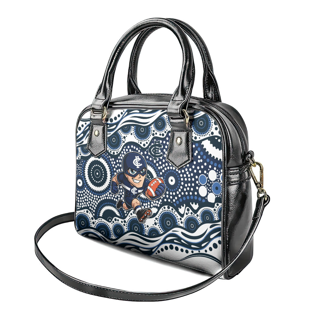 Carlton Blues Shoulder Handbag Aboriginal Dot Pattern - Football Mascot Heritage Pride