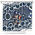 Carlton Blues Shower Curtain Aboriginal Dot Pattern - Football Mascot Heritage Pride