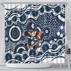 Carlton Blues Shower Curtain Aboriginal Dot Pattern - Football Mascot Heritage Pride