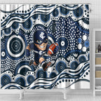 Carlton Blues Shower Curtain Aboriginal Dot Pattern - Football Mascot Heritage Pride
