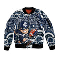 Carlton Blues Sleeve Zip Bomber Jacket Aboriginal Dot Pattern - Football Mascot Heritage Pride