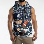 Carlton Blues Sleeveless Hoodie Aboriginal Dot Pattern - Football Mascot Heritage Pride