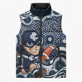 Carlton Blues Sleeveless Puffer Jacket Aboriginal Dot Pattern - Football Mascot Heritage Pride