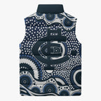 Carlton Blues Sleeveless Puffer Jacket Aboriginal Dot Pattern - Football Mascot Heritage Pride