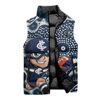 Carlton Blues Sleeveless Puffer Jacket Aboriginal Dot Pattern - Football Mascot Heritage Pride