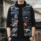 Carlton Blues Sleeveless Puffer Jacket Aboriginal Dot Pattern - Football Mascot Heritage Pride