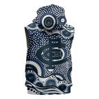 Carlton Blues Sleeveless Zip Hoodie Aboriginal Dot Pattern - Football Mascot Heritage Pride