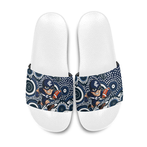 Carlton Blues Slide Sandals Aboriginal Dot Pattern - Football Mascot Heritage Pride