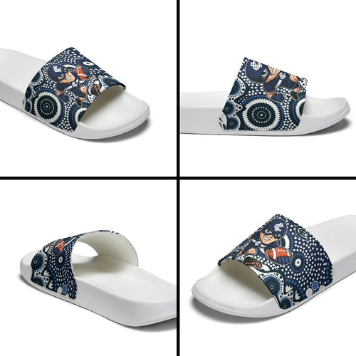 Carlton Blues Slide Sandals Aboriginal Dot Pattern - Football Mascot Heritage Pride